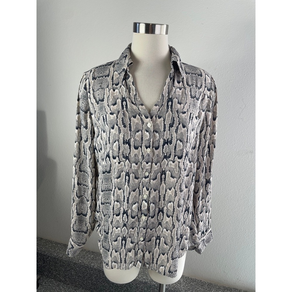 Express Portofino Shirt Womens Large Snakeskin Animal Print Button Up Blouse